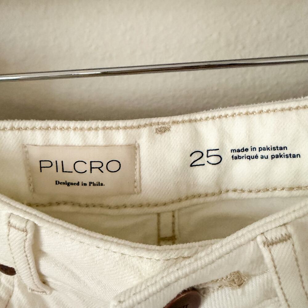 Anthropologie Pilcro Austyn High Rise Cuffed Bermuda Jean Shorts White Size 25 - Picture 6 of 10